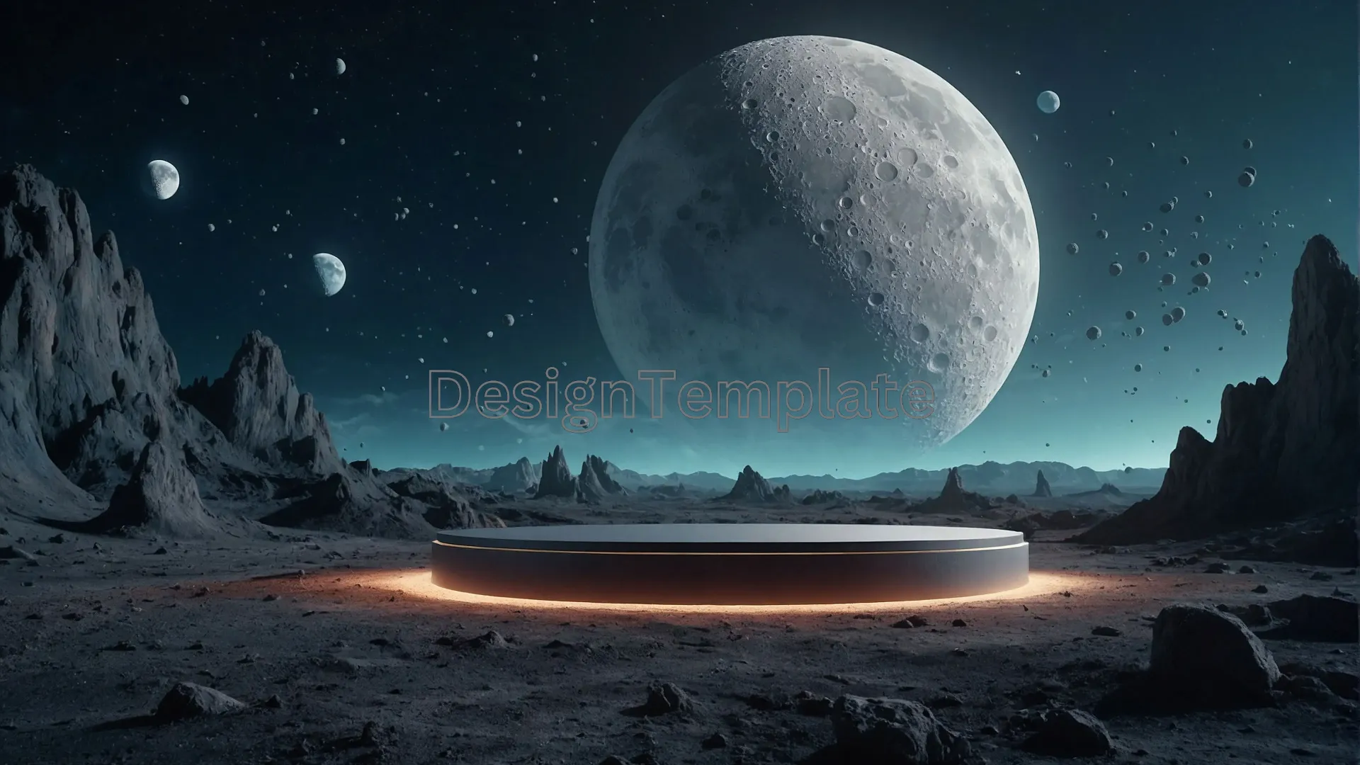 Ethereal Moon Over Barren Landscape Background Photo image